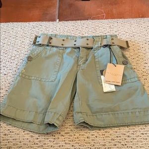 sanctuary green cargo shorts with belt